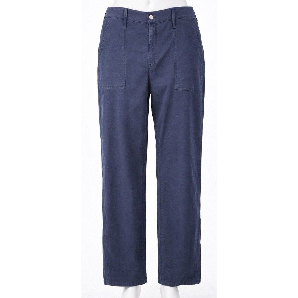J Crew Straight Pants Mens 35x32 Navy Blue Stretch Utility Chino Casual Preppy